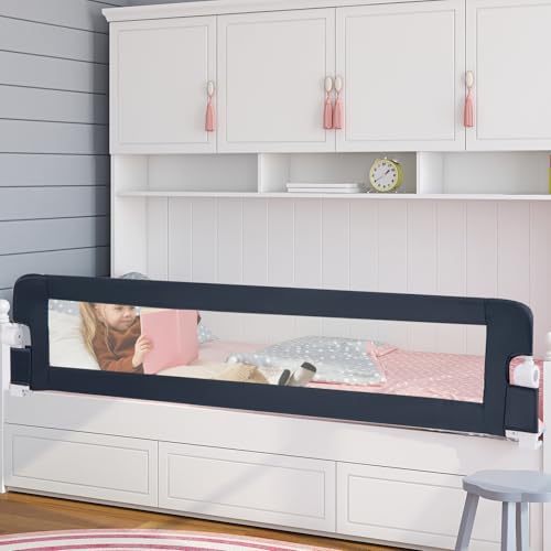 Image of BABY JOY Bed Rails for Toddlers, Extra Long, Swing Down Safety Bed Guard for Convertible Crib, Folding Baby Bedrail for Kids Twin, Double, Full Size Queen & King Mattress (71 inch, Dark Gray)