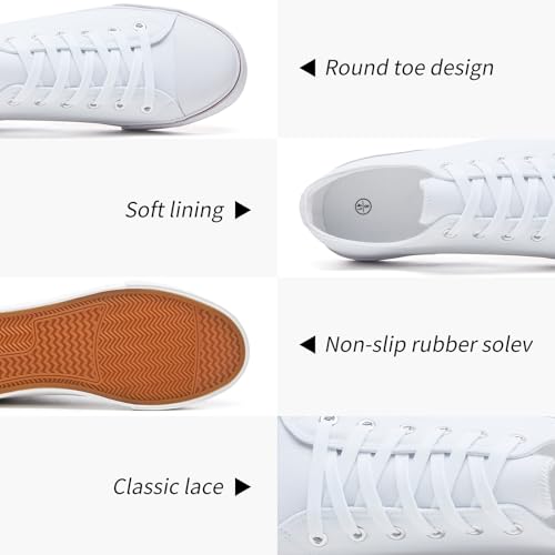 Image of yageyan Men Canvas Low top Shoes Classic Casual Sneakers Black and White Fashion Shoes