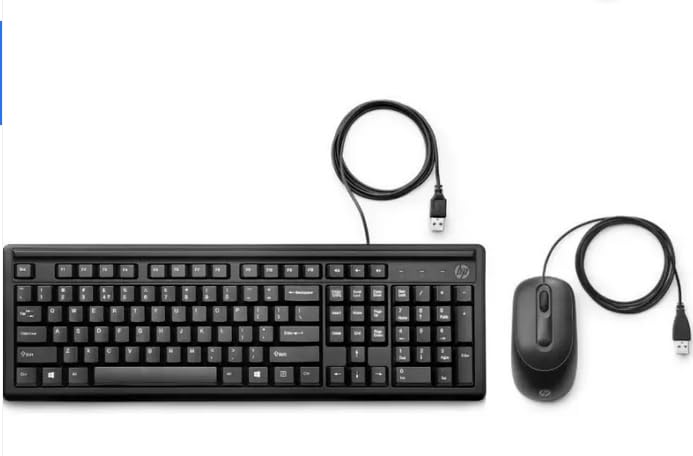 Image of HP KM160 Wired Keyboard and Mouse Combo Full-Size Keyboard, 1600 DPI Ergonomic Optical Sensor Mouse, Instant USB Plug-and-Play, 12 Shortcut Keys, Adjustable Slope Keyboard (3-Years Warranty)