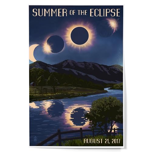 Lantern Press 12x18 Inch Art Print Wall Decor, Solar Eclipse 2017, Summer of the Eclipse