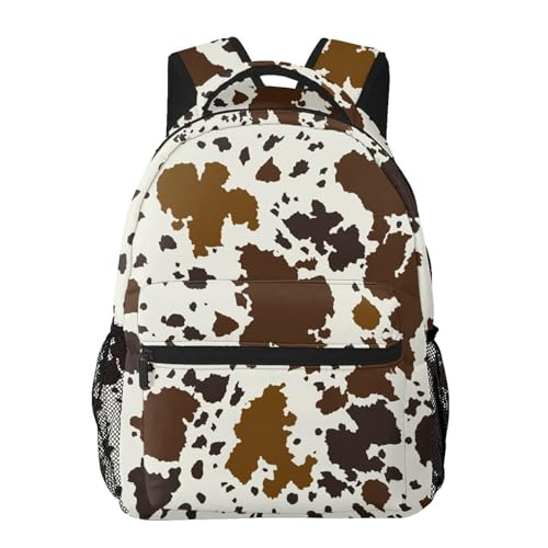 HKHEHOP Brown Cow Print Backpack For School Laptop Bags Bookbag