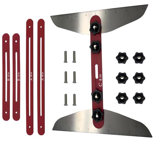 Adjustable Stair Tread Template Tool Set, 11"-60" Layout Gauge for Woodworking & DIY Projects, Precision Measuring Tool for Stairs, Shelves, and Drywall - Blue