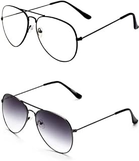 Sunwear Adult Unisex Aviator Metal Sunglasses For Men and Women (Clear,Grey Gradient) Lens Price In India