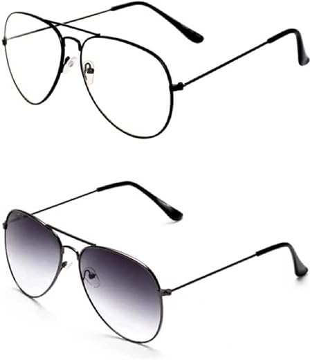 Sunwear Adult Unisex Aviator Metal Sunglasses For Men and Women (Clear,Grey Gradient) Lens