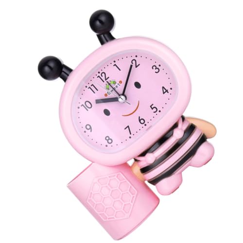ROMISBABA 1pieza Reloj Digital de Escritorio con Alarma y Control por Sonido Diseño Abeja Rosa con Soporte para Bolígrafos sin Batería Silencioso y Funcional para Oficina y Estudio