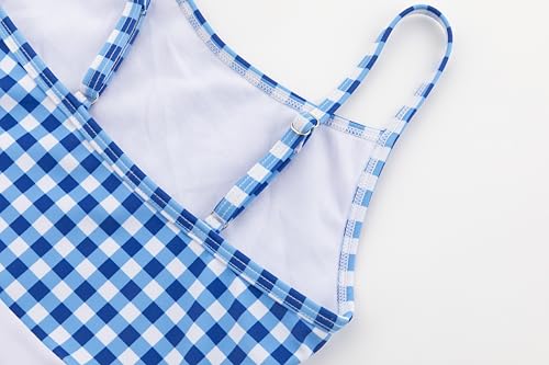Image of LIZENS Girls One Piece Swimwear Checkered Girls Size 2-12 Swimsuit for Kids