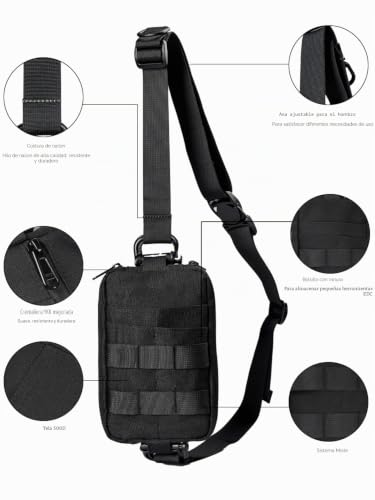 Bolso bandolera EDC VIPERADE CHS2 táctico Molle negro para acampar 4