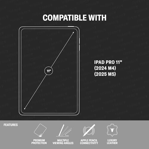 Coque iPad Pro 11 2024 cuir véritable bleu avec support stylet - 2