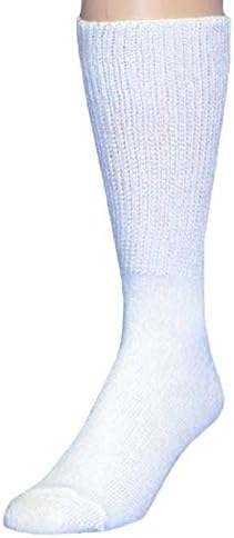 HealthTrak Men's No-Bind Comfort Top King Crew Socks - 2 Pack White M Sock 13-16 991K-13-16 WHITE by Railroad Sock