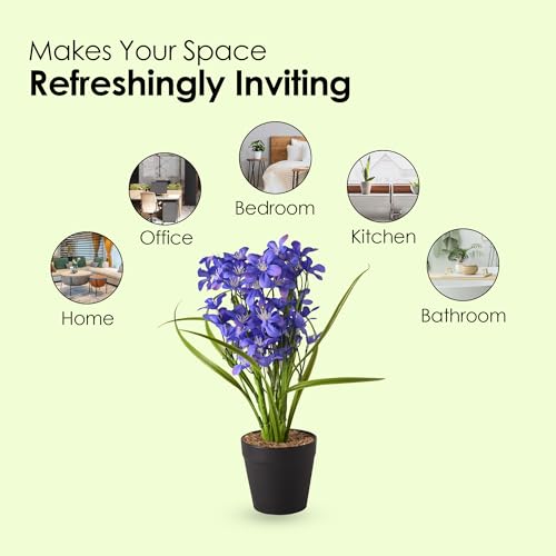 Kuber Industries Artificial Plant|Plants for Office Desk|Natural Looking Flower Plants|Decoration Artificial Flowers Pot|Plants Pot for Home|Two Forked Spring Jasmine Bonsai with Leaves|Multicolor - Image 5