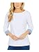 NAUTICA WOMENS CHAMBRAY CASUAL CUFF TOP 3/4 SLEEVE TOP! (XX-Large, Bright White)