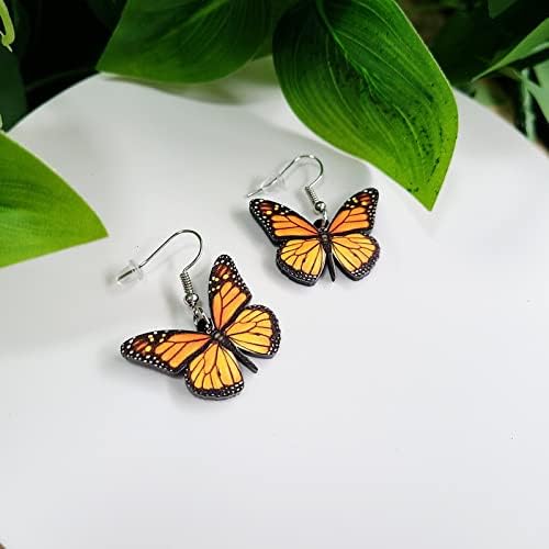 Statement Monarch Butterfly Earrings, Bright Colored Big Butterfly Wing Dangle Earrings for Women Jewelry - Image 5