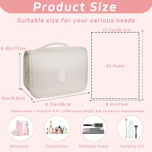 Image of Toiletry Bag Travel Bag with Hanging Hook for Women and Men,Beige | Waterproof Small Capacity Hanging Multifunctional Makeup Bag for Toiletries, Portable Cosmetic Bag Travel Organizer