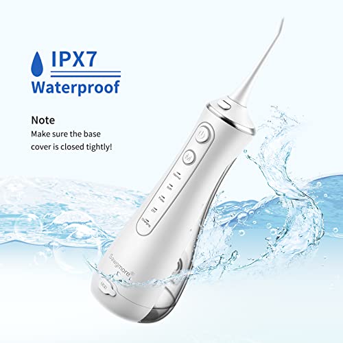 Sawgmore Irrigador Bucal Portatil, Irrigador Dental con 4 Modos y 4 Boquillas de Repuesto, Recargable por USB, Impermeable IPX7 Water Oral Flosser Limpieza Dientes Ideal para Viajes a Casa - imagen 3