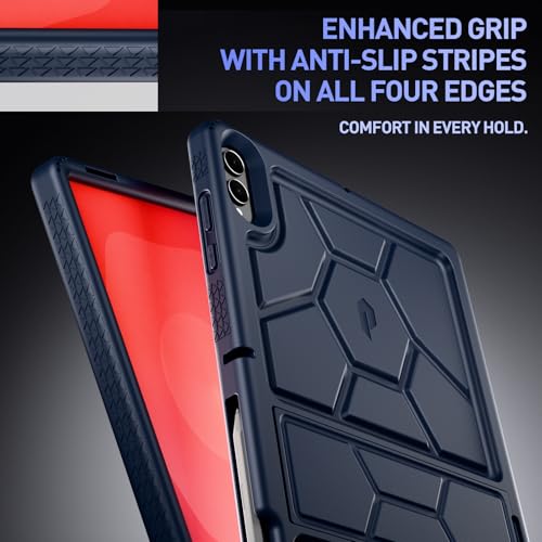 POETIC TurtleSkin Case for Samsung Galaxy Tab S11 Ultra (2025 Release) 14.6" with Kickstand & S Pen Holder, Heavy Duty Shockproof Kids Friendly Protective Silicone Cover, Blue by Poetic - Image 6
