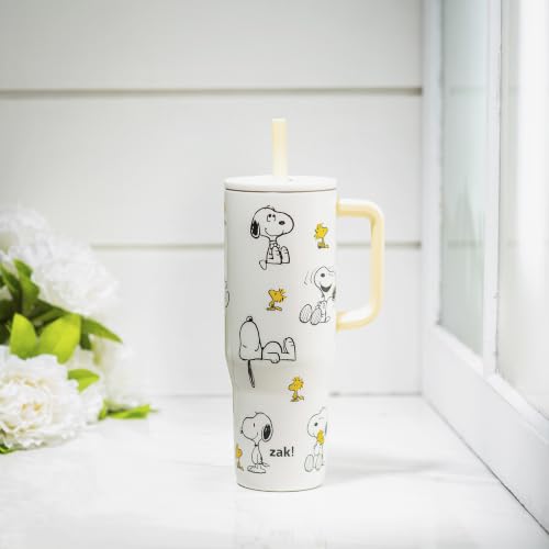 Image of Zak Designs Peanuts 30oz Spill-Proof Insulated Stainless Steel Tumbler | BPA Free, Silicone Straw, Handle, Cupholder Friendly, Dishwasher Safe, For Office, Home, Travel, Work, Gym, Fitness