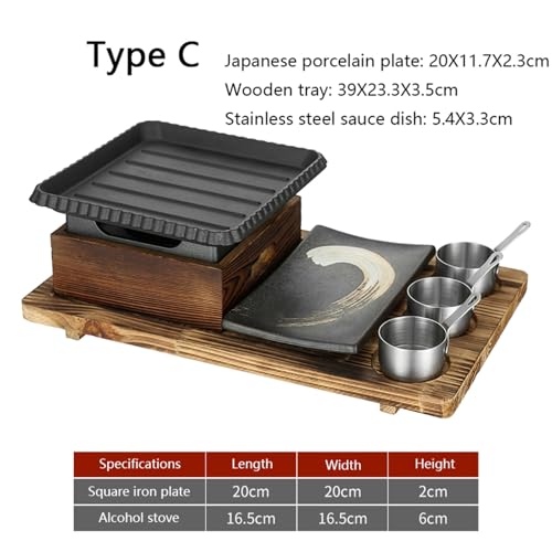 UGCER Portable BBQ Grill Korean Japanese Tabletop Barbecue Grill Charcoal BBQ Oven Alcohol Stove for Indoor Dining Table, Camping,C - Image 7