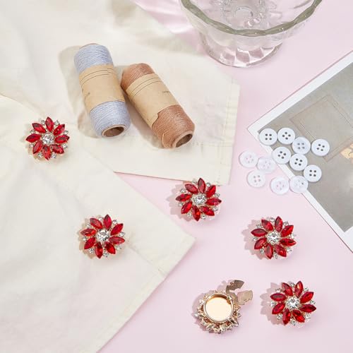 Pinces à boutons amovibles en strass de qualité supérieure rouge - 5
