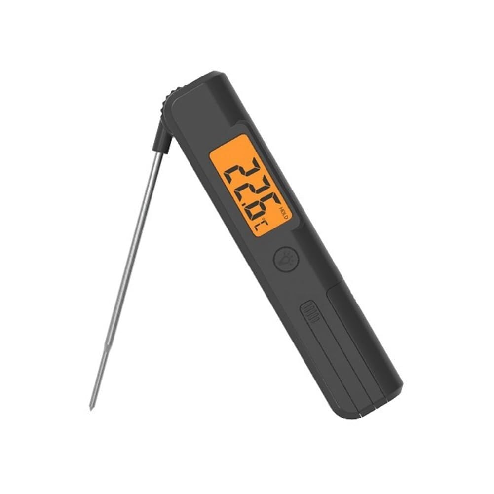 Termómetro digital plegable for carne, ideal for cocinar, asar, hornear y freír carne, color negro.
