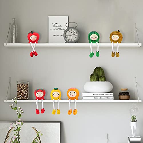 Woodword 6 Pcs Mini Fruit Statues Accents With Hanging Legs, Handmade Decorative Sculpture Ornaments For Desktop, Tabletop, Shelf, Bookshelf And Home Decor #TOP6