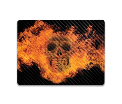 Image of MightySkins Carbon Fiber Skin Compatible with Microsoft Surface Laptop Go 3 (2023) Full Wrap Kit - Fire Skull | Protective, Durable Textured Carbon Fiber Finish | Made in The USA