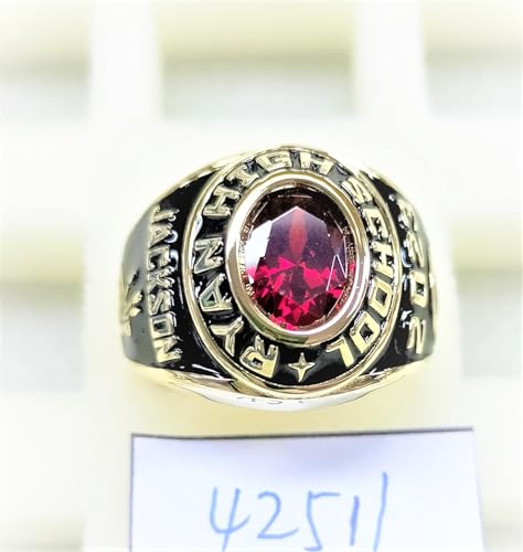 JNJ Men's Class Ring, personalized for high school and college graduates, Sterling Silver or 10K gold, Birthstone Class Rings, Jour Nouveau Jewelry2