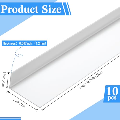 Image of Sasylvia 10 pcs 2 x 1 x 48 inches Wall Corner Protector Guards, Avoid Scratching Scuffs, Vinyl Corner Trim Molding, Easy Install & Cleaning for Door Countertop Furniture Cabinet Protection