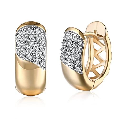 ZQHWYZ 9K Yellow Gold Hoop Earrings for Women, Hollow with Round Diamond Hoop Earrings for Women Gold