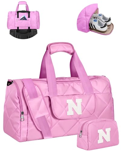 Elilier Gifts for Teenage Girls, Dance Bag with Shoe Compartment, Letter N