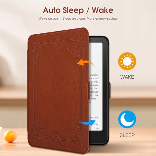 Image of Fintie Case for 7 inch All-New Kindle Paperwhite (12th Generation, 2024) and Kindle Colorsoft Signature Edition - Slim Lightweight Shell PU Leather Protective Cover with Auto Sleep /Wake, Vintage Brown