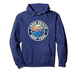 long beach new york ny - design vintage con onde nautiche felpa con cappuccio