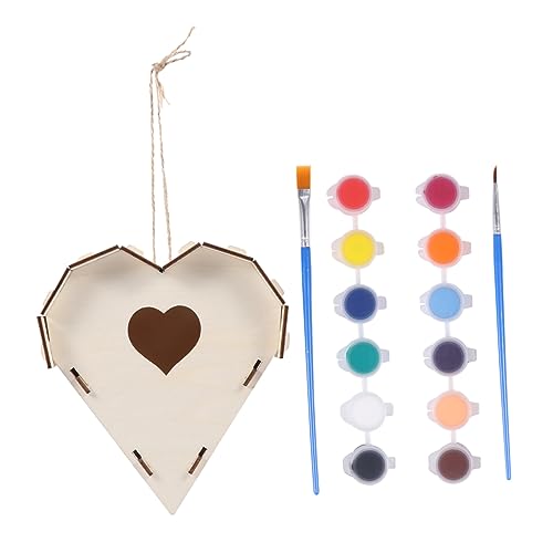 Mikikit 1Set Bird House Pendant DIY Hand Painted Hanging Decor for Indoor and Outdoor Use Lightweight Craft for Creative Art Projects and Unique Bird Accessories