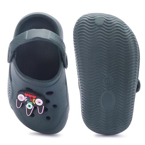 Image of GIMME ! Little Monkey, Toddler Clogs Slippers, 12 Months to 6 Years, Baby Boy, Waterproof, Lightweight, Cute Cartoon Fun Charms, Pink, Non-Slip Sole