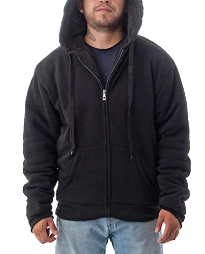 Jvini Men's Ultra Soft Sherpa Lined Hoodie - Full Zip Fleece Lining Heavy Duty Sweatshirts2