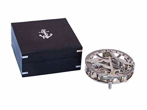 Brújula Náutica Redonda con Reloj Solar Hampton Chrome 6" miniatura 1