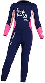 Dark Lightning Kids Wetsuit Full Thermal Suit, Grils Neoprene One Piece Fishing Suits