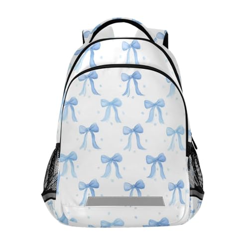 Kcldeci Blue Bows Kids Backpack for Girls Boys Middle-School Backpacks Elementary Bookbags School Book Bag Travel Bag