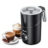 COLDFILL Mousseur à Lait Électrique 8 en 1, Mousse Chaude & Froide, Chauffage Rapide, Protection Anti Brûlure, Bol Compatible Lave Vaisselle, Latte, Cappuccino, Macchiato, Chocolat Chaud, Noir