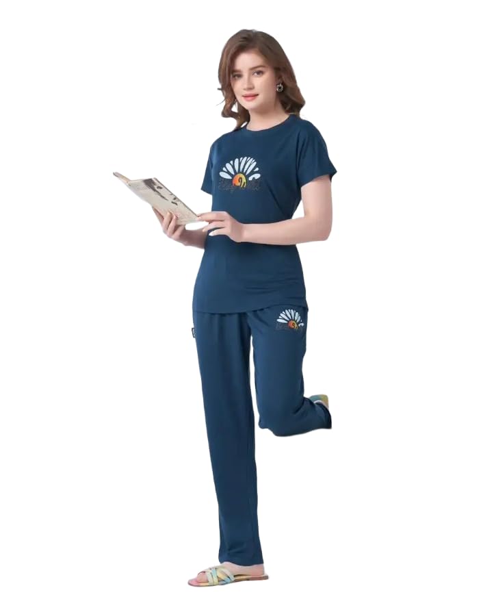 Imported Tencel Night Suit | Soft & Comfortable (Blue, XL)