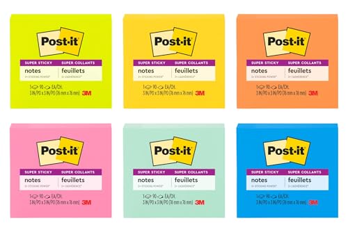 Post-it notas 3 en x 3 pulgadas cubo hojas, color Assorted Colours Collection 6 Pads