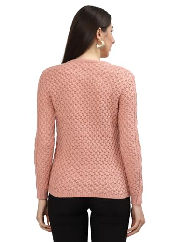Image of Kalt Women Sweater for Winters Woolen Acrylic Full Sleeve Round Neck Cable Design Cardigan Sweater