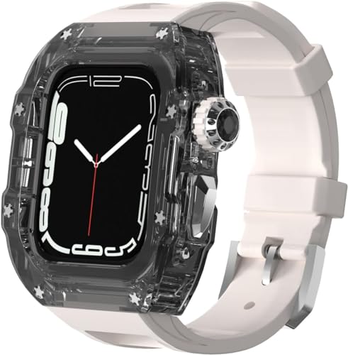 Bracelet caoutchouc transparent EZZON de sport et de bureau pour Apple Watch 9 8 7 SE