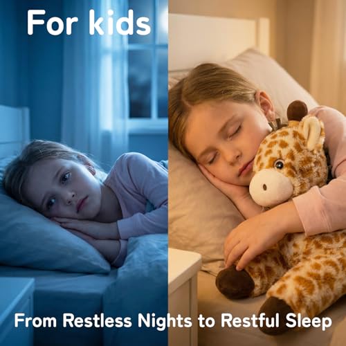Image of Niuniu Daddy Weighted Stuffed Animal for Kids & Adults, Large Plush Toy with Soft Fur, Weighted Plushies Pillow for Sensory Calm, Huggable Gift for Everyday Comfort, Giraffe, 20 inch, 3.3 lbs