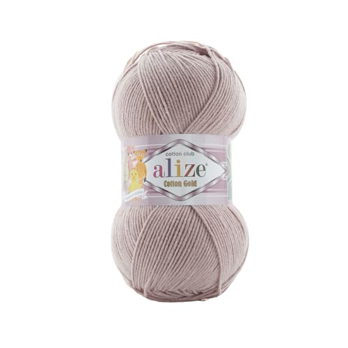 Image of 55% Cotton 45% Acrylic Alize Cotton Gold Yarn 1 Skein /Ball 100 gr 360 yds (592 - Powder Pink)