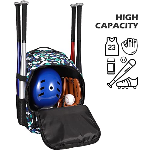 Oppum Youth Baseball Bat Bag Backpack, T-Ball & Softball Equipment & Gear For Youth And Adults, Large Capacity Holds 4 Bats, Helmet, Helmet Holder, Gloves, Cleats, Shoes Compartment. #TOP5