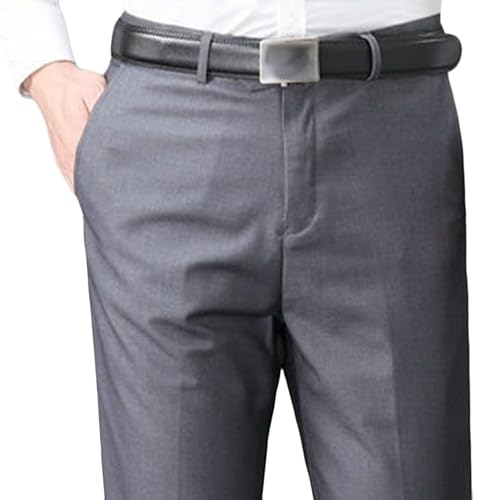 Men's Solid Color Slim Fit Dress Pants Business Summer Suit Pants Lightweight Straight Leg Stylish Work Pants2