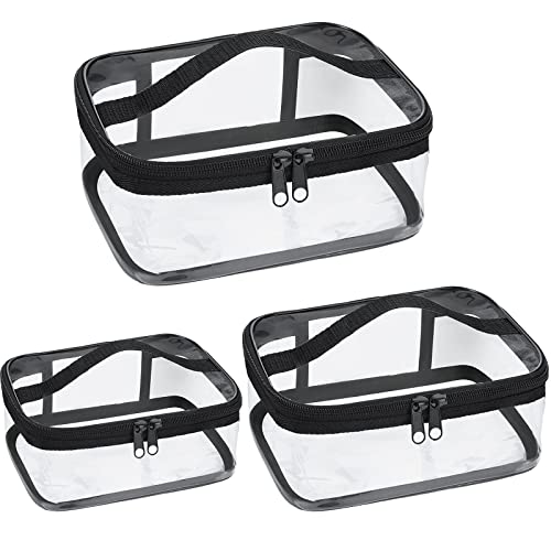 Weewooday 3 Pieces Transparent Toiletry Bags With Zipper Waterproof Makeup Bag Travel Bag Clear Cosmetic Makeup Bags For Men Women And Kids Business Bathroom (Black) #TOP12
