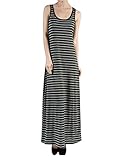 makeitmint Women's Line Stripe Sleeveless Racerback Maxi Dress