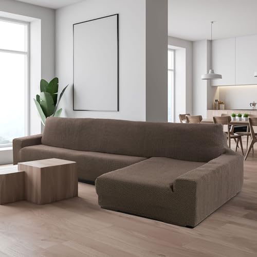 Miniatura 4 de Faverti Funda Super Elástica Chaise Longue Brazo Largo Derecho Visto De Frente Modelo Novele Ante Protector De Calidad De Tejido Jacquard Tacto Algodón