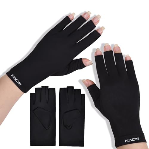 KADS UV Gloves for Nail Lamp,Professional UPF100+ Gloves for Manicures,Fingerless Shield Skin from The Sun and Nail Lamp (Black)